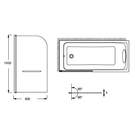 Шторка на ванну Jacob Delafon Odeon Up E4932-GA Шторка на ванну Jacob Delafon Odeon Up E4932-GA