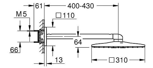 Верхний душ GROHE Rainshower 310 (26479DC0) SmartActive Cube 2 режима струи, хром Верхний душ GROHE Rainshower 310 (26479DC0) SmartActive Cube 2 режима струи, хром