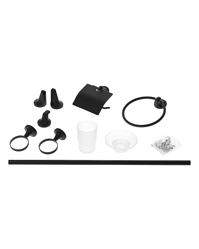 Комплект аксессуаров Orange Y01-888b для ванной комнаты (6 предметов) чёрный Комплект аксессуаров Orange Y01-888b для ванной комнаты (6 предметов) чёрный