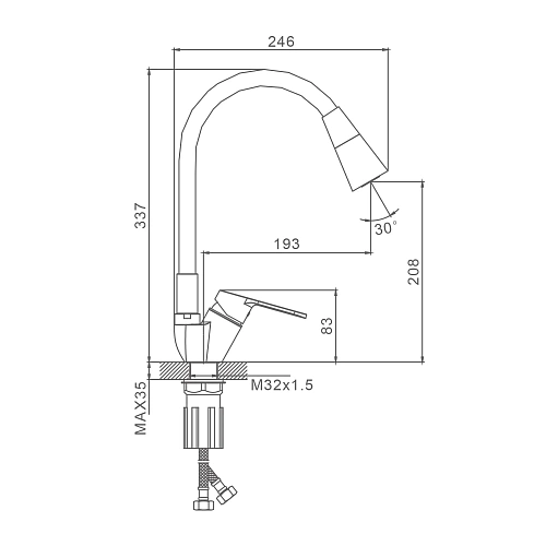 Смеситель для кухни Splenka S07.43 с гибким изливом, хром Смеситель для кухни Splenka S07.43 с гибким изливом, хром