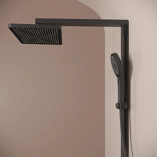 Душевая система Sancos Vos SC6100MB с термостатом, изливом, полкой, шлангом 1,5 м, верхним и ручным душем, черный матовый Душевая система Sancos Vos SC6100MB с термостатом, изливом, полкой, шлангом 1,5 м, верхним и ручным душем, черный матовый