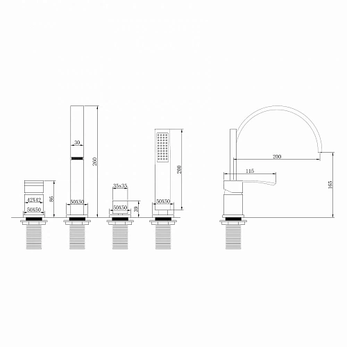 Смеситель на борт ванны ABBER Wasserfall AF8613G золото матовое Смеситель на борт ванны ABBER Wasserfall AF8613G золото матовое