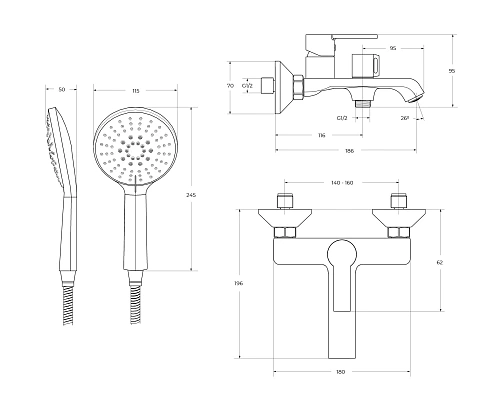 Смеситель для ванны BelBagno AURORA-VASM-CRM хром Смеситель для ванны BelBagno AURORA-VASM-CRM хром