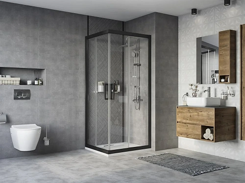 Душевой уголок STWORKI Карлстад 90x80 см профиль черный матовый 467252 Душевой уголок STWORKI Карлстад 90x80 см профиль черный матовый 467252