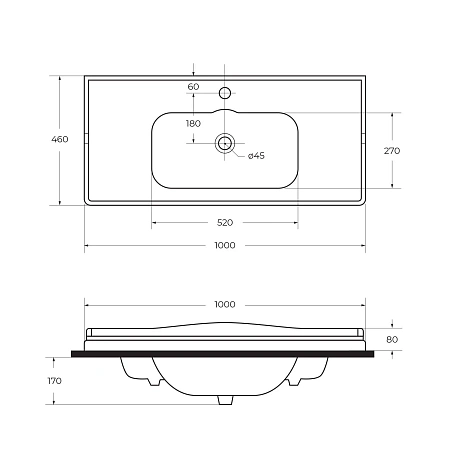 Раковина CEZARES CZR-ELT-100-LVB белый 1000x460 керамика Раковина CEZARES CZR-ELT-100-LVB белый 1000x460 керамика