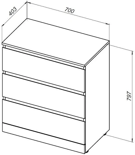 Комод Aquanet Сканди 700x400 Дуб эдгрейн (3 ящика) 00302549 Комод Aquanet Сканди 700x400 Дуб эдгрейн (3 ящика) 00302549
