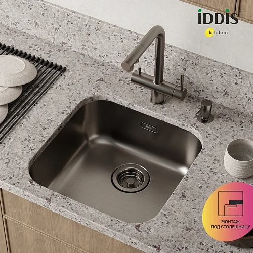 Кухонная мойка IDDIS Mat (MAT44GMi77) нержавеющая сталь, графит, 446x446 Кухонная мойка IDDIS Mat (MAT44GMi77) нержавеющая сталь, графит, 446x446