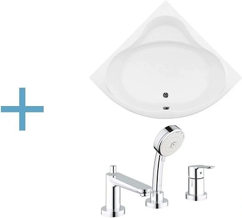 Акриловая ванна Aquanet Santiago 160x160 (каркас + смеситель Grohe BauEdge 2511700A) 00204034 + 00169186 + 00240613 Акриловая ванна Aquanet Santiago 160x160 (каркас + смеситель Grohe BauEdge 2511700A) 00204034 + 00169186 + 00240613