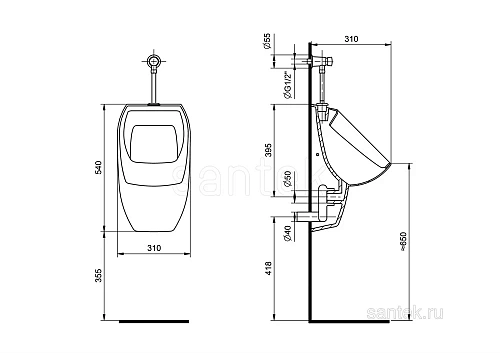 Писсуар Santek Гала 1WH501693 1.WH50.1.693 Писсуар Santek Гала 1WH501693 1.WH50.1.693