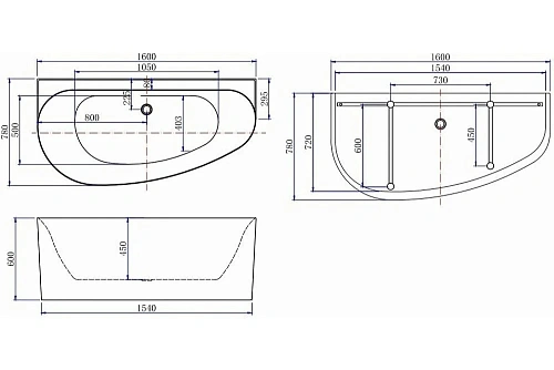 Акриловая ванна Allen Brau Priority 160x78 2.31005.20A/AM антрацит/белый глянцевый Акриловая ванна Allen Brau Priority 160x78 2.31005.20A/AM антрацит/белый глянцевый