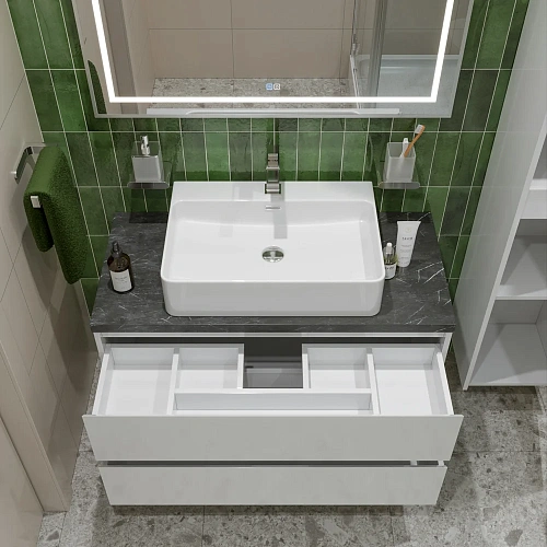 Тумба со столешницей и раковиной BelBagno KRAFT 100 kraft100bo-kepmno-1338-set подвесная KRAFT100BO-KEPMNO-1338-SET Тумба со столешницей и раковиной BelBagno KRAFT 100 kraft100bo-kepmno-1338-set подвесная KRAFT100BO-KEPMNO-1338-SET