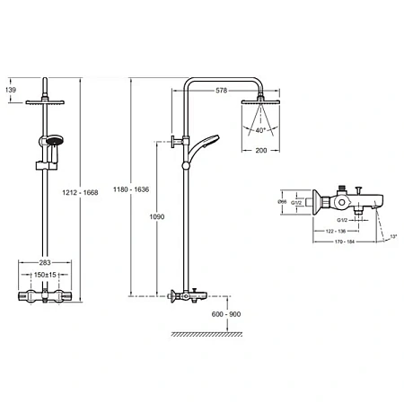 Душевая система Jacob Delafon July E78192-CP Душевая система Jacob Delafon July E78192-CP