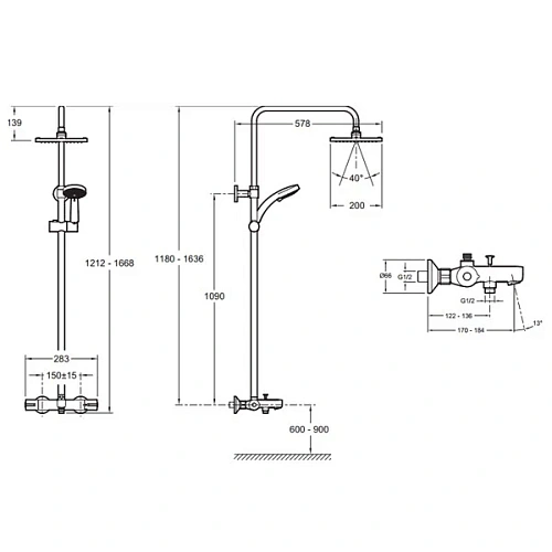 Душевая система Jacob Delafon July E78192-CP Душевая система Jacob Delafon July E78192-CP