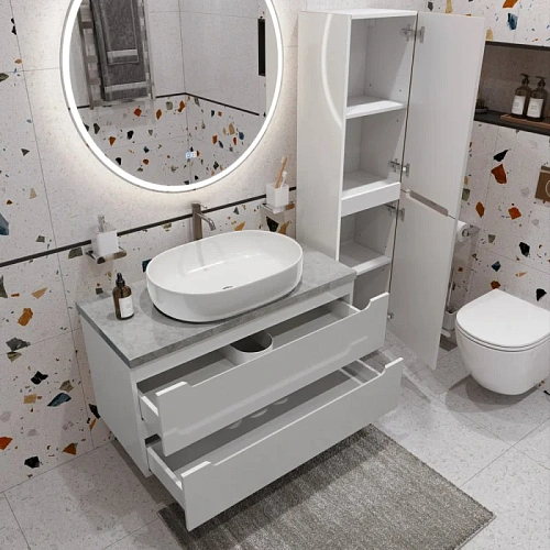 Тумба со столешницей и раковиной BelBagno ETNA 100 etna100bl-kepmgl-1084-set подвесная ETNA100BL-KEPMGL-1084-SET Тумба со столешницей и раковиной BelBagno ETNA 100 etna100bl-kepmgl-1084-set подвесная ETNA100BL-KEPMGL-1084-SET