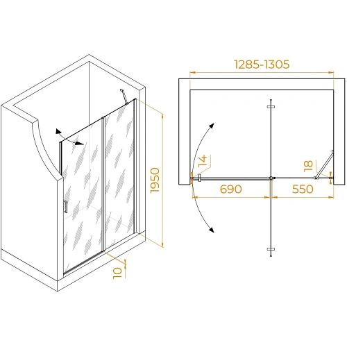 Душевая дверь RGW Leipzig LE-004B 1300 мм Easy Clean черный 351200413-14 Душевая дверь RGW Leipzig LE-004B 1300 мм Easy Clean черный 351200413-14