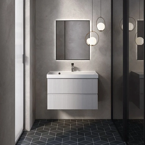 Тумба под раковину AQUAme AQM900180WH S1 подвесная 80 см белый глянец Тумба под раковину AQUAme AQM900180WH S1 подвесная 80 см белый глянец