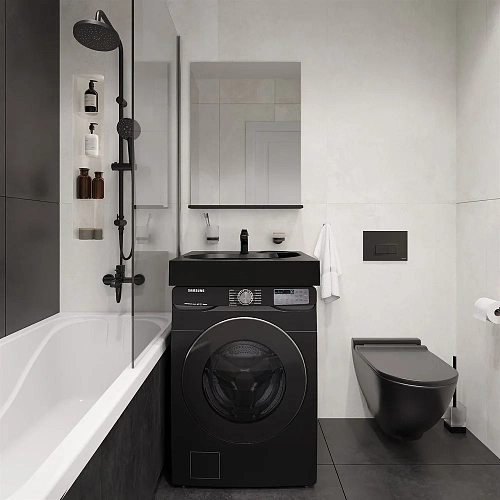 Раковина STWORKI Дублин 60 см черная матовая, на стиральную машину 558133 Раковина STWORKI Дублин 60 см черная матовая, на стиральную машину 558133