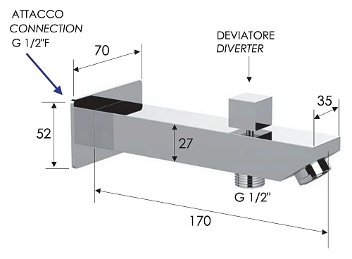 Излив Remer 91QD с дивертером Излив Remer 91QD с дивертером