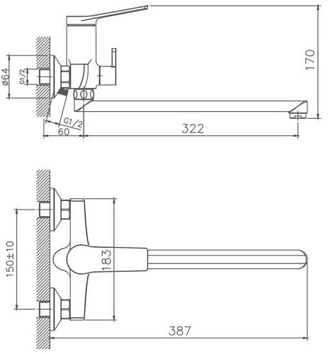Смеситель для ванны Haiba HB22572, хром Смеситель для ванны Haiba HB22572, хром