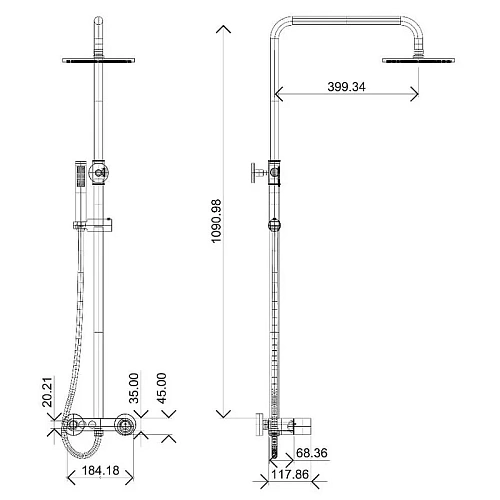 Душевая система Boheme STICK 128-WCR WHITE DIAMOND CHROME Душевая система Boheme STICK 128-WCR WHITE DIAMOND CHROME
