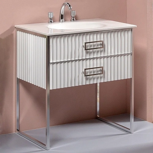 Тумба под раковину Boheme MONACO 80см h84см белая глянец + хром под раковину моноблок 866-080-WCR Тумба под раковину Boheme MONACO 80см h84см белая глянец + хром под раковину моноблок 866-080-WCR