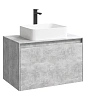 Тумба под раковину AQWELLA Mobi 80 см MOB0108BS+MOB0708BS подвесная, бетон светлый