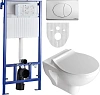 Комплект STWORKI Хедмарк Унитаз подвесной 3510 безободковый с микролифтом + Система инсталляции для 588942