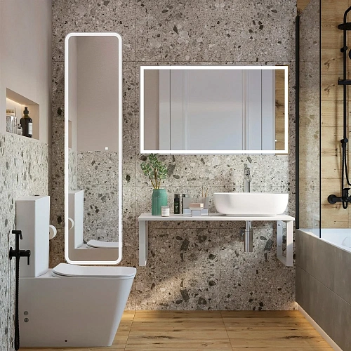 Комплект мебели DIWO Элиста 100 белый мрамор, с раковиной Moduo 50 Square 555446 Комплект мебели DIWO Элиста 100 белый мрамор, с раковиной Moduo 50 Square 555446