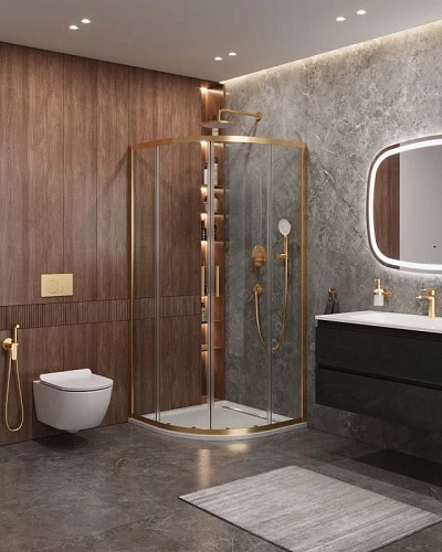 Душевой уголок CEZARES MOLVENO-R-2-90-C-BORO-IV цвет профиля брашированное золото стекло прозрачное 900x900 мм Душевой уголок CEZARES MOLVENO-R-2-90-C-BORO-IV цвет профиля брашированное золото стекло прозрачное 900x900 мм