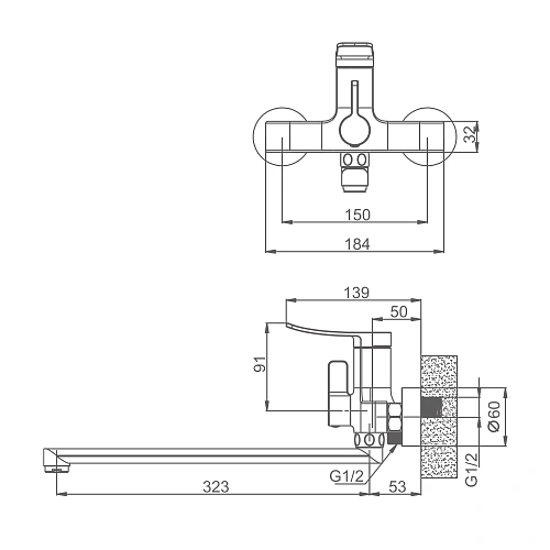 Смеситель для ванны Splenka S31.22, хром Смеситель для ванны Splenka S31.22, хром