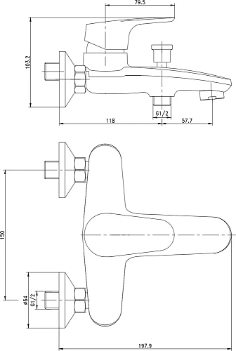 Смеситель для ванны Aquanet Magic AF410-20C Смеситель для ванны Aquanet Magic AF410-20C