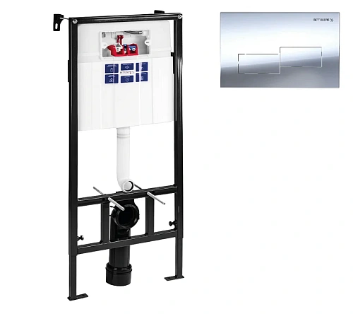 Инсталляция для унитаза BETTOSERB SAVA FIX SLIM SET40006482 с клавишей смыва BRICKS хром Инсталляция для унитаза BETTOSERB SAVA FIX SLIM SET40006482 с клавишей смыва BRICKS хром