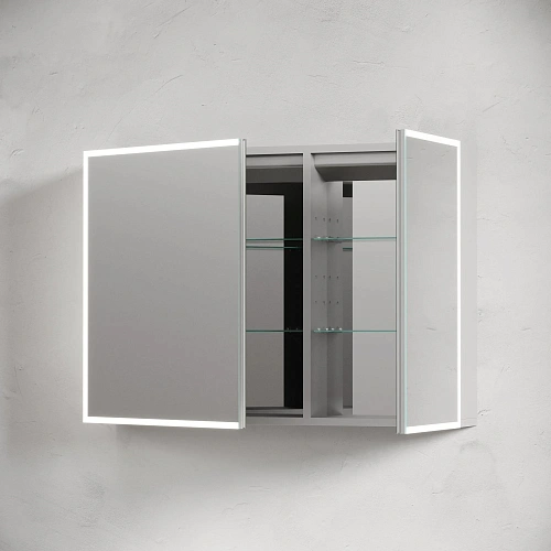 Зеркальный шкаф Sancos Evoke SC80100 1000x700х136 мм из алюминия с LED подсветкой Зеркальный шкаф Sancos Evoke SC80100 1000x700х136 мм из алюминия с LED подсветкой