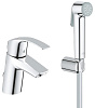 Картинка анонса товара «смеситель для раковины grohe eurosmart new с цепочкой и гигиенический душем, хром (23124002)»