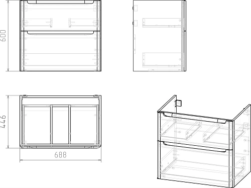 Тумба с раковиной STWORKI Монтре 70 белая 432018 Тумба с раковиной STWORKI Монтре 70 белая 432018