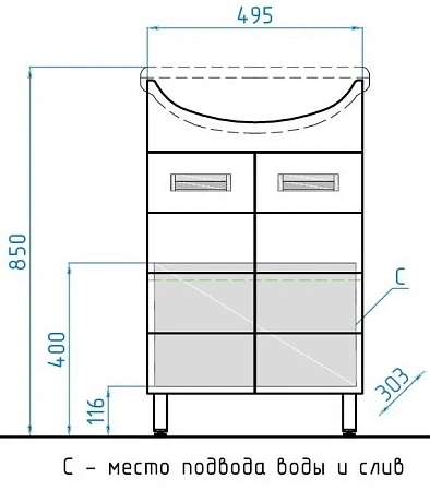 Тумба под раковину Style Line Ирис 55 ЛС-00000015 Тумба под раковину Style Line Ирис 55 ЛС-00000015