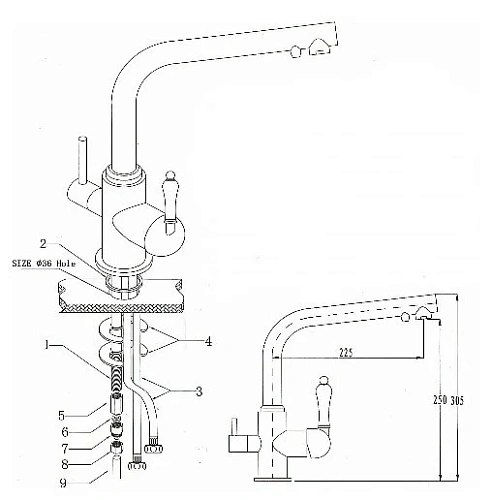 Смеситель для кухни Kaiser Vincent 31144 с подключением к фильтру Смеситель для кухни Kaiser Vincent 31144 с подключением к фильтру