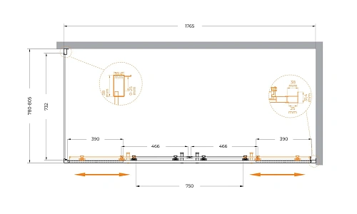 Душевой уголок CEZARES MOLVENO-AH-2/1-180/80-C-Cr-IV цвет профиля хром стекло прозрачное 1800x800 мм Душевой уголок CEZARES MOLVENO-AH-2/1-180/80-C-Cr-IV цвет профиля хром стекло прозрачное 1800x800 мм