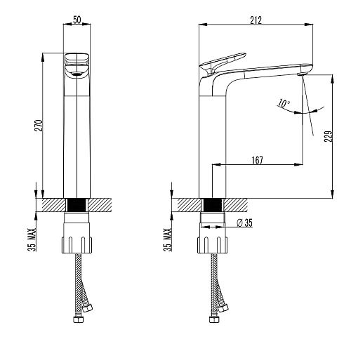 Смеситель для раковины AQUAme Como AQM6514MB Черный матовый Смеситель для раковины AQUAme Como AQM6514MB Черный матовый
