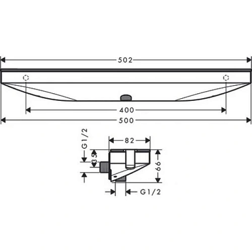 Шланговое подключение Hansgrohe Rainfinity Porter 500 26843000 с полкой и держателем Шланговое подключение Hansgrohe Rainfinity Porter 500 26843000 с полкой и держателем