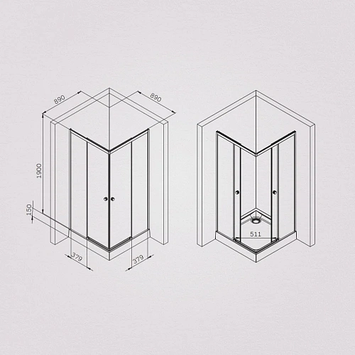Душевой уголок AM.PM X-Joy W94G-403-9090-BT1K раздвижные двери 90x90 профиль черный матовый, стекло прозрачное Душевой уголок AM.PM X-Joy W94G-403-9090-BT1K раздвижные двери 90x90 профиль черный матовый, стекло прозрачное