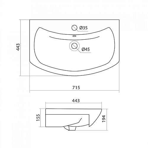 Раковина Santek БАЛТИКА 70 1WH207776 1.WH20.7.776 Раковина Santek БАЛТИКА 70 1WH207776 1.WH20.7.776