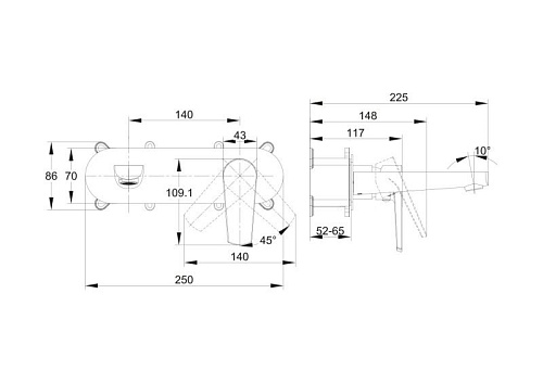 Смеситель для раковины Cersanit MODUO (A64096) встраиваемый однорычажный 64096 Смеситель для раковины Cersanit MODUO (A64096) встраиваемый однорычажный 64096