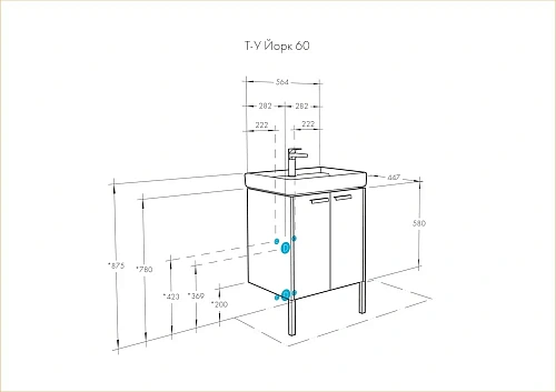 Тумба под раковину Aquaton Йорк 60 белый, выбеленное дерево 1A170201YOAY0 Тумба под раковину Aquaton Йорк 60 белый, выбеленное дерево 1A170201YOAY0