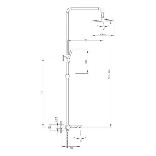 Душевая система Raglo R32.24.09, графит Душевая система Raglo R32.24.09, графит