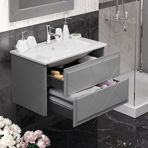 Тумба под раковину Opadiris Луиджи 80 подвесная, серый матовый, вар. 2 (под раковину Dreja Эйфория 80) 00-00006180 Тумба под раковину Opadiris Луиджи 80 подвесная, серый матовый, вар. 2 (под раковину Dreja Эйфория 80) 00-00006180