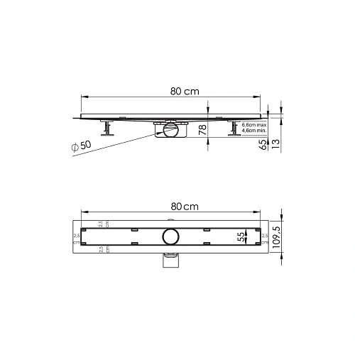 Душевой лоток Vincea ALMIRA -S 602.80.S.U, 80 см, под плитку Душевой лоток Vincea ALMIRA -S 602.80.S.U, 80 см, под плитку