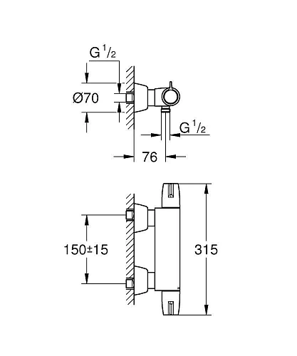 Смеситель для душа GROHE Grohtherm Special 34667000 термостатический Смеситель для душа GROHE Grohtherm Special 34667000 термостатический