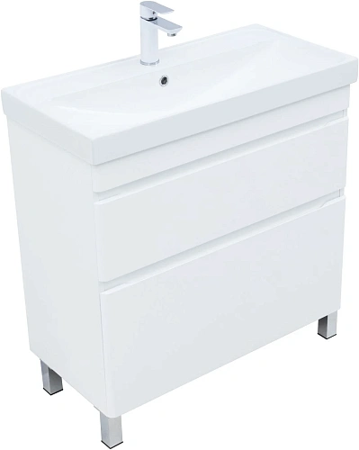 Тумба под раковину Aquanet Слим 80 00346044 напольная, белый сатин Тумба под раковину Aquanet Слим 80 00346044 напольная, белый сатин