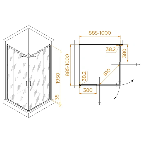 Душевой уголок RGW PA-038B 900x900 мм 350803899-14 черный Easy Clean Душевой уголок RGW PA-038B 900x900 мм 350803899-14 черный Easy Clean